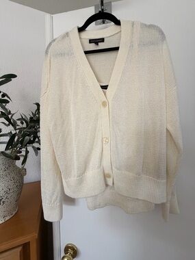 NEW Banana Republic Cream Lightweight V-Neck Button Cardigan set size XL